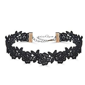 Black Floral Lace Choker, Roses, Goth, Victorian